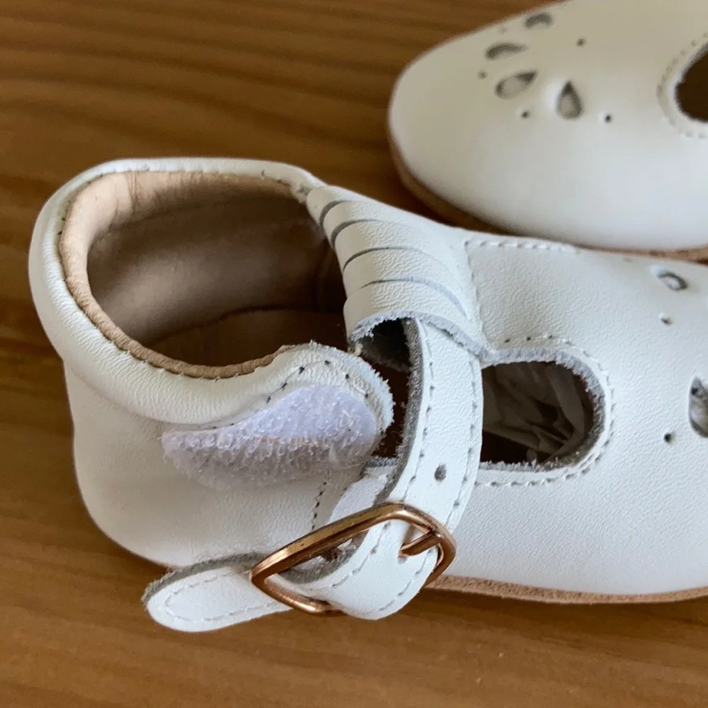Classic White T-Strap Baby Shoes